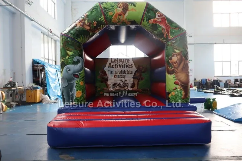 Mini Inflatable Bouncy Castle A Frame Red Blue With Roof