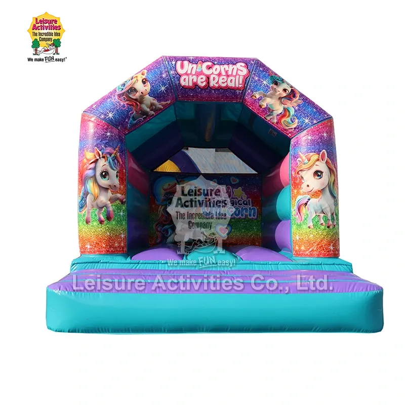 Mini Inflatable Bouncy Castle Bingkai Ungu Teal Kanthi Payon