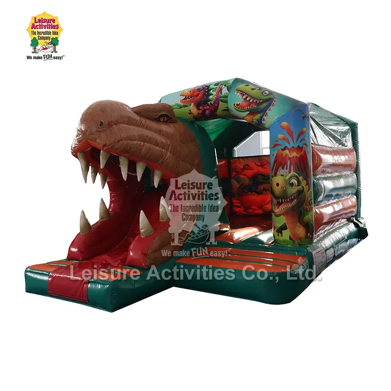 Cilik Inflatable Multiplay Bouncy Castles T-REX karo Slide